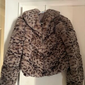 Sofia by Sofia Vergara Animal Print Faux Fur Jacket